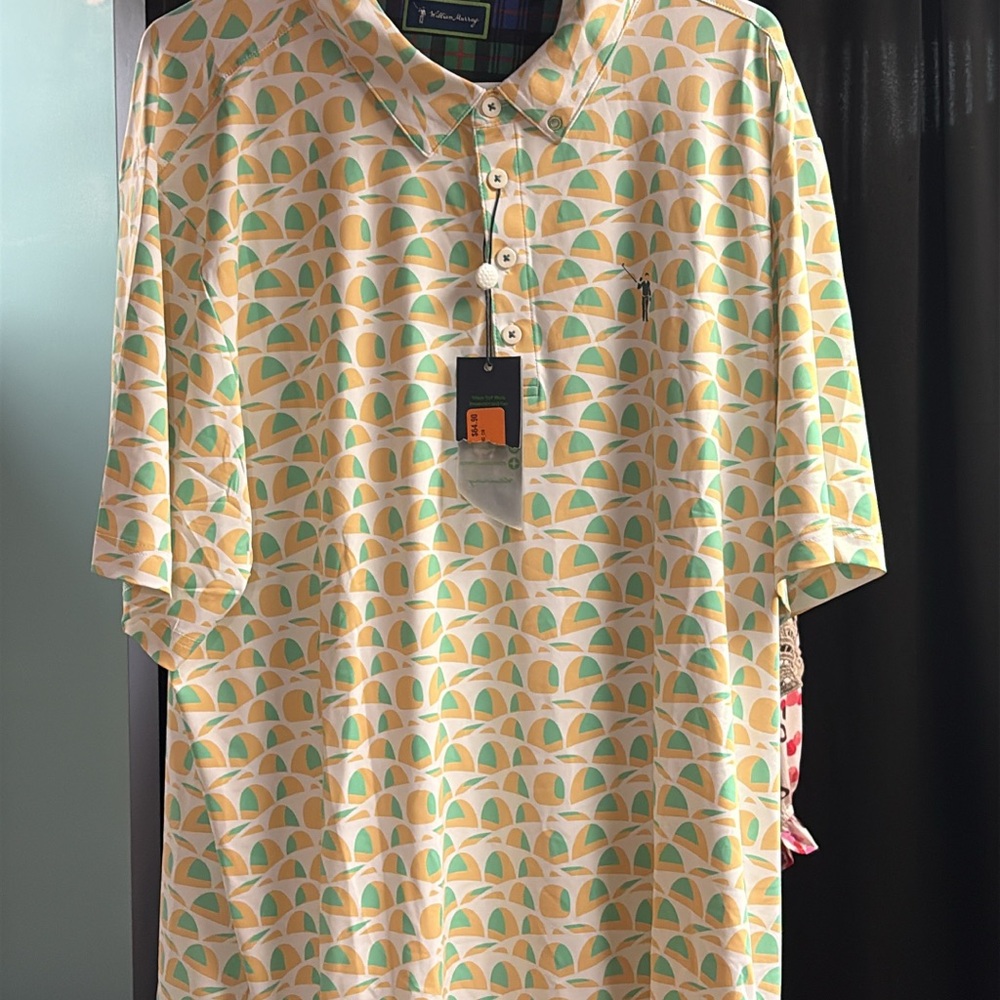 William Murray Golf Polo Shirt - Yellow and Green Arches